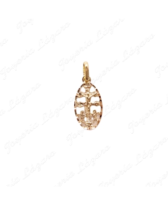 CRUZ DE CARAVACA ORO 18 KTS 9X14MM CON CERCO                                                        
