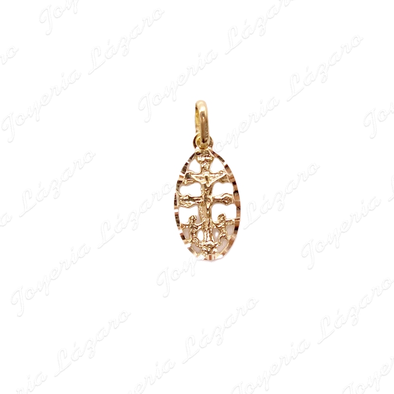 CRUZ DE CARAVACA ORO 18 KTS 9X14MM CON CERCO                                                        