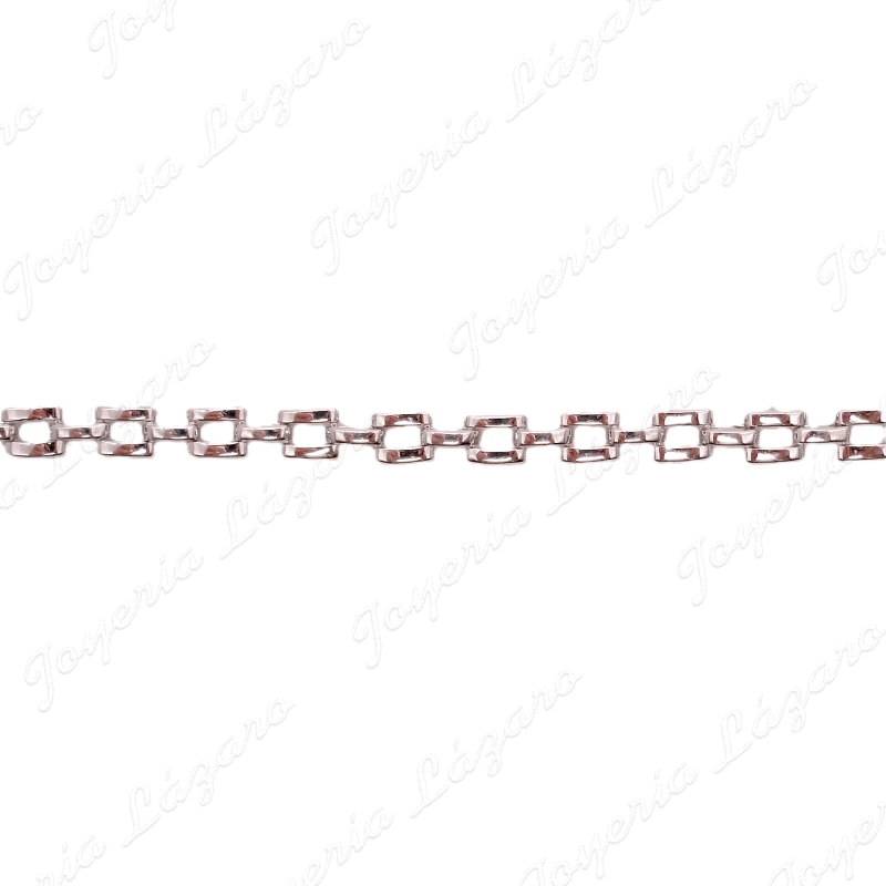 PULSERA PLATA  ESLABONES CUADRADOS TIPO CARTIER 18CM+5CM                                            
