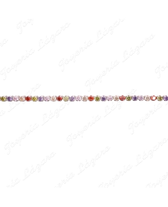 PULSERA PLATA RIVIERE CIRCONITAS MULTICOLOR 3MM                                                     
