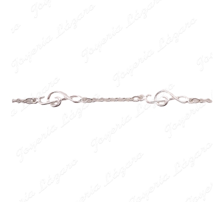 PULSERA PLATA 3 MOTIVOS CLAVE DE SOL