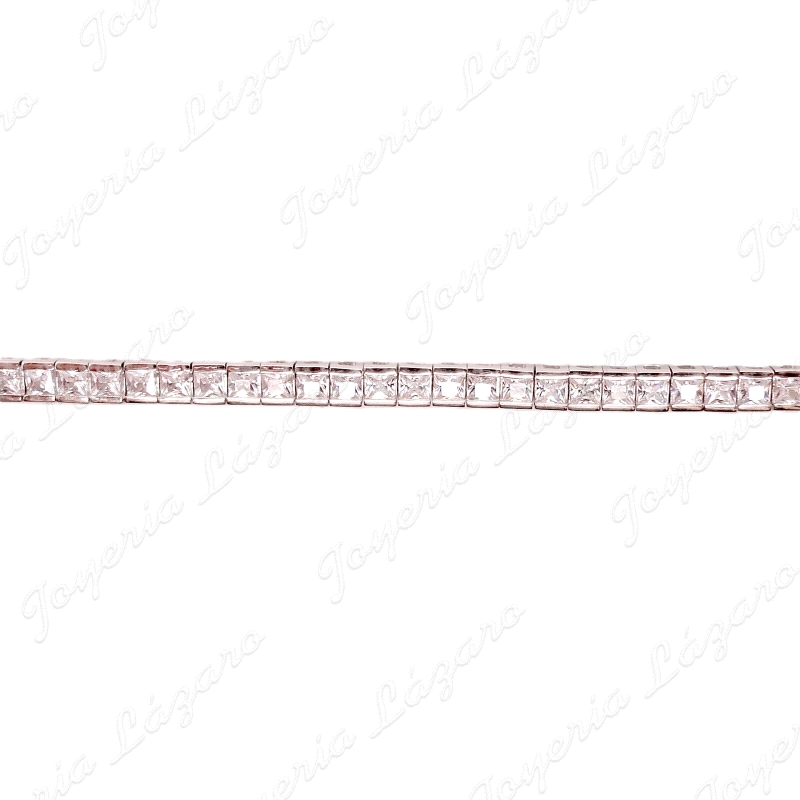 PULSERA PLATA RIVIERE 2X2 16CM CIERRE CAJA+ CIERRES DOBLES                                          