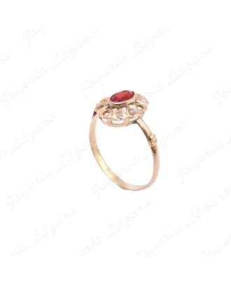 SORTIJA ORO 18KT OCASIONROSETON +CIRCO RUBI