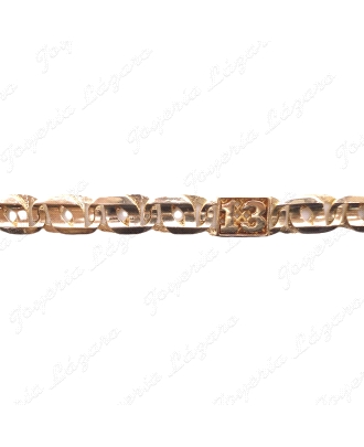 PULSERA ORO 18KT SEMINUEVO ESLAB. DOBLE ACANALADO 9MM+Nº 13