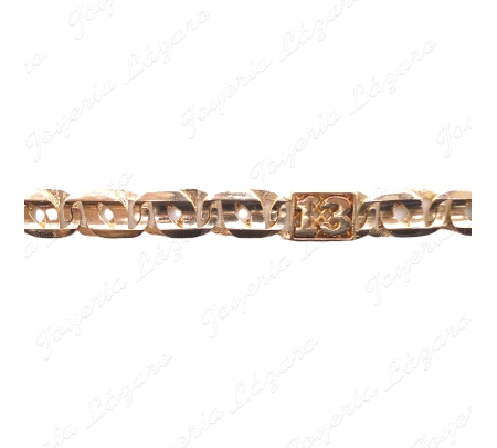 PULSERA ORO 18KT SEMINUEVO ESLAB. DOBLE ACANALADO 9MM+Nº 13
