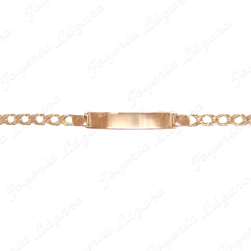 ESCLAVA ORO 18KT SEMINUEVA ESLAB. DOBLE 5MM PLACA 35X7MM BRILLO                                     