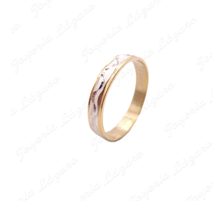 ALIANZA ORO 18KT SEMINUEVA 4MM BICOLOR ONDAS