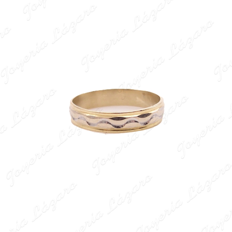 ALIANZA ORO 18KT SEMINUEVA 4MM BICOLOR ONDAS                                                        