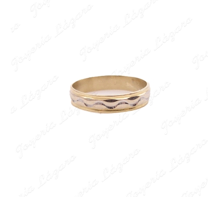 ALIANZA ORO 18KT SEMINUEVA 4MM BICOLOR ONDAS