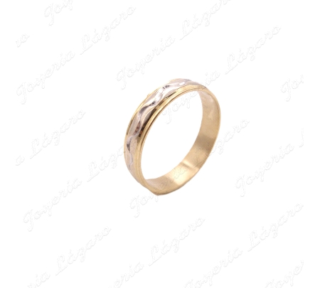 ALIANZA ORO 18KT SEMINUEVA 4MM BICOLOR ONDAS