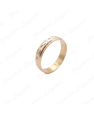 ALIANZA ORO 18KT SEMINUEVA 4MM BICOLOR ONDAS                          