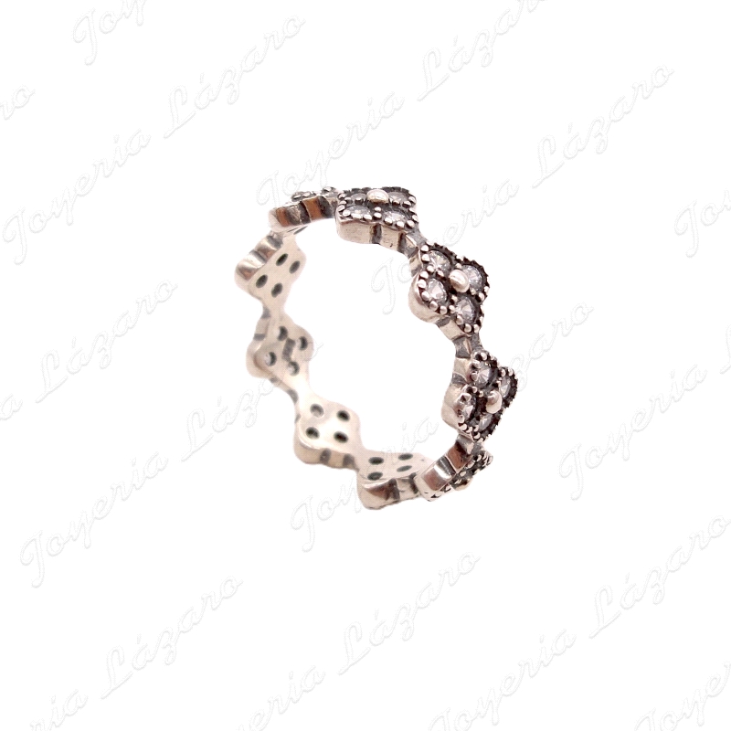 SORTIJA PLATA FLORES CIRCONITAS OXIDO                                                               