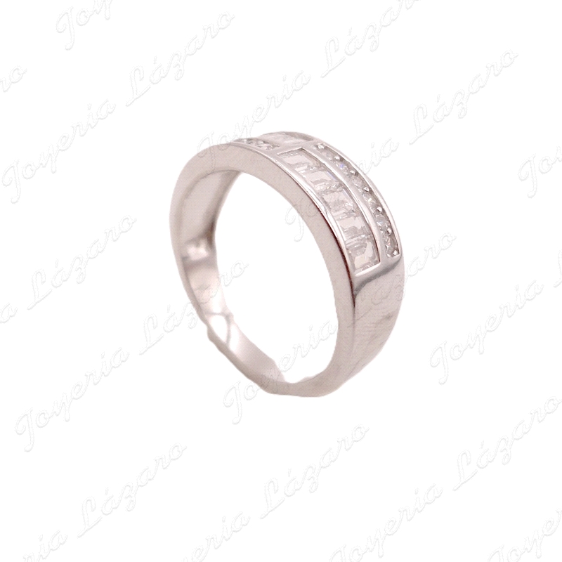 SORTIJA PLATA MEDIA ALIANZA BANDA BAGUETTE + BANDA ENGASTE                                          