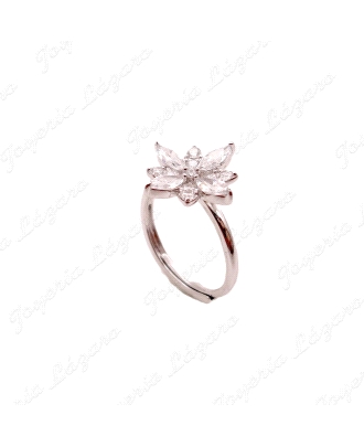 SORTIJA PLATA FLOR CIRCONITAS AJUSTABLE