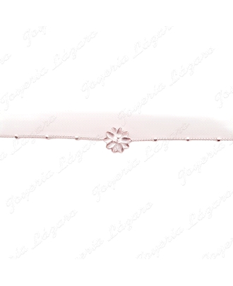 PULSERA PLATA  MOTIVO FLOR MATE , CADENA BOLITAS                                                    