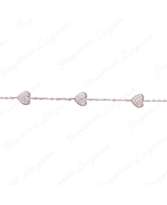 PULSERA PLATA CORAZONES MICROCIRCO                                                                  