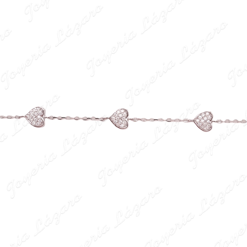 PULSERA PLATA CORAZONES MICROCIRCO                                                                  