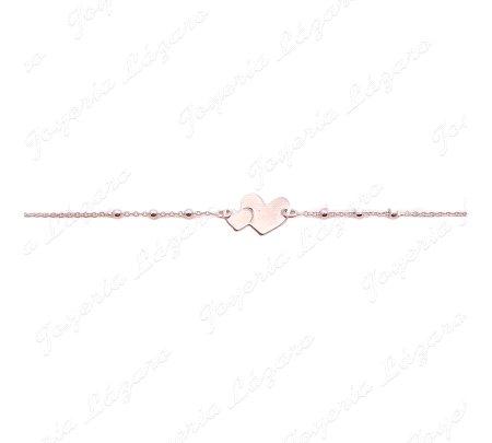 PULSERA PLATA BOLITAS+CORAZON Y OTRO PEQUEÑO SUPERPUESTO