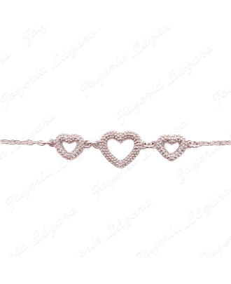 PULSERA PLATA CORAZON CENTRO+DOS PEQUEÑOS GRANO                                                     