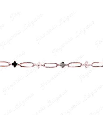 PULSERA PLATA TREBOLESW MLAQUITA+ESTRELLA CIRCONITAS ESLABONES ENTREPI                              