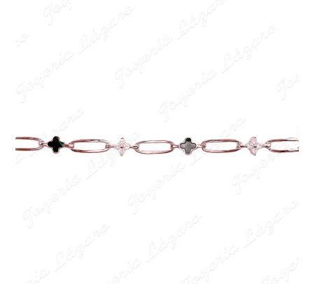 PULSERA PLATA TREBOLESW MLAQUITA+ESTRELLA CIRCONITAS ESLABONES ENTREPI