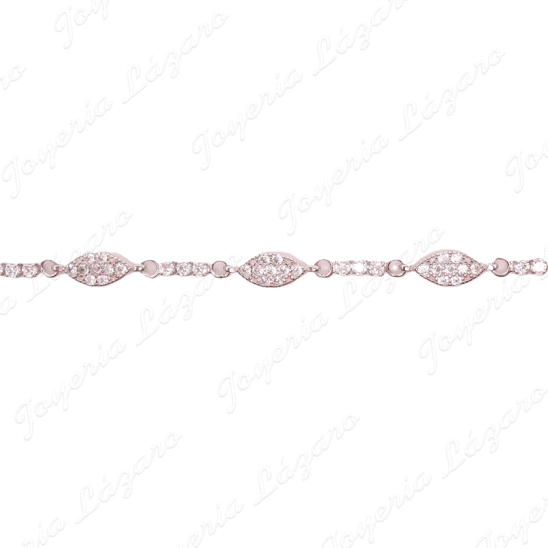 PULSERA PLATA OVALOS MICROCIRCO+3 CIRCONITAS ENTREPIEZAS                                            