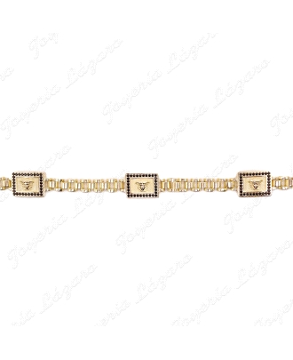 PULSERA PLATA CHAPADA ORO CUADRADOS MEDUSA CERCO CIRCO NEGRA                                        