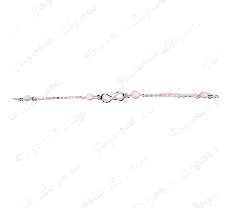 PULSERA PLATA INFINITO +PERLITAS