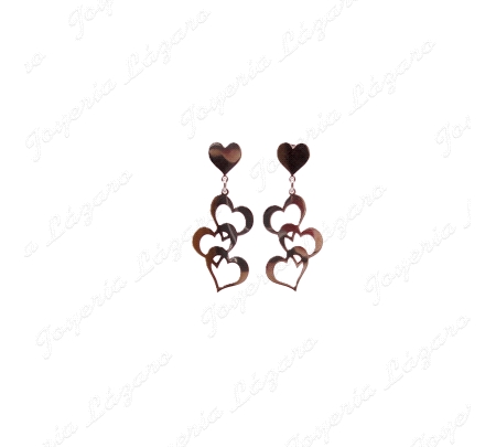 PEND. LARGOS PLATA CORAZONES CALADOS ENTRELAZADOS C. PRES.