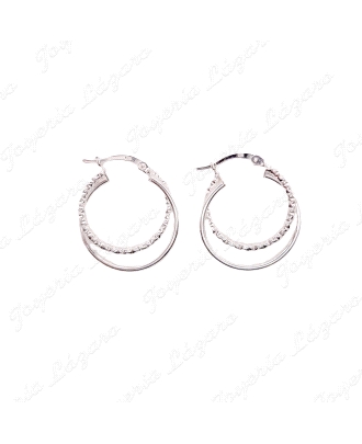 PEND. AROS PLATA DOBLE, 1ARO LISO, OTRO DIAMANTADO                                                  