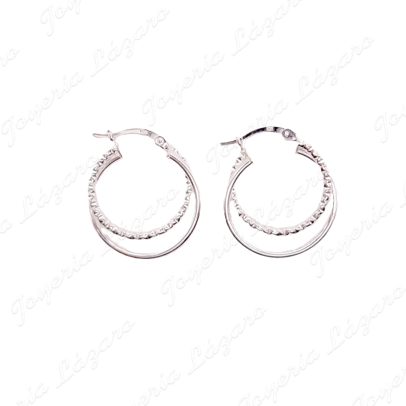 PEND. AROS PLATA DOBLE, 1ARO LISO, OTRO DIAMANTADO                                                  