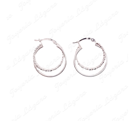 PEND. AROS PLATA DOBLE, 1ARO LISO, OTRO DIAMANTADO