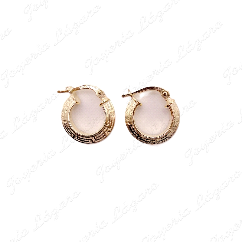PEND. AROS PLATA CHAPADA ORO 13MM EXT. GRECA                                                        