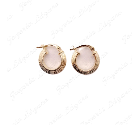 PEND. AROS PLATA CHAPADA ORO 13MM EXT. GRECA