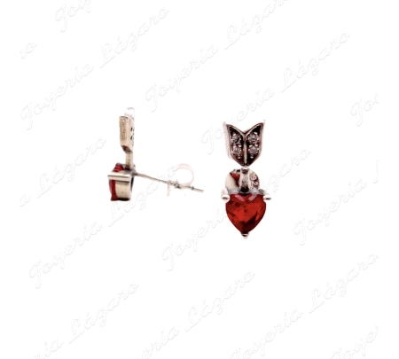 PEND. PLATA CORAZON ROJO CON FLECHA OXIDO C. PRES.                                                  