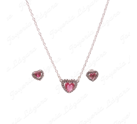 JUEGOS PLATA PEND+GARGANTILLA CIRCO CORAZON ROJA CERCO MICRCOCIRCO