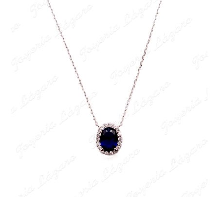 GARGANTILLA PLATA ROSETON CIRCO ZAFIRO 4 GARRAS +CERCO MICROCIRCO                                   