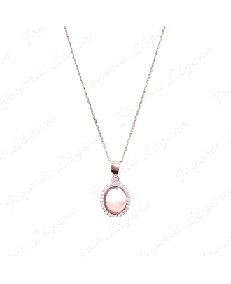 GARGANTILLA PLATA CHAPA OVALADA BRILLO MARCO CIRCONITAS                                             