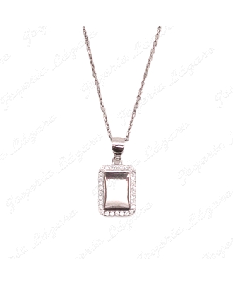 GARGANTILLA PLATA RECTANGULO CHAPA BRILLO MARCO CIRCONITAS                                          