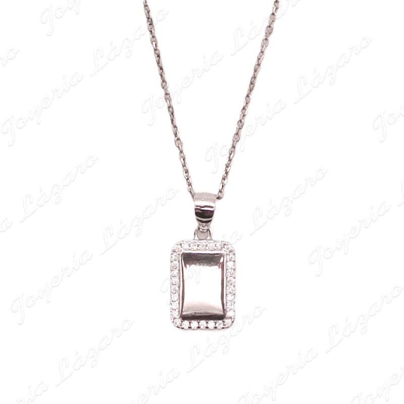 GARGANTILLA PLATA RECTANGULO CHAPA BRILLO MARCO CIRCONITAS                                          