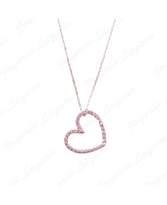GARGANTILLA PLATA CORAZON CIRCONITAS ROSA                                                           