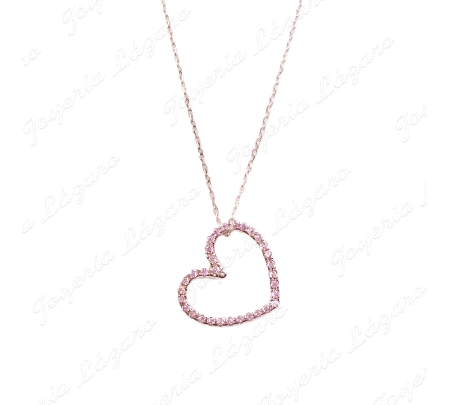GARGANTILLA PLATA CORAZON CIRCONITAS ROSA                                                           