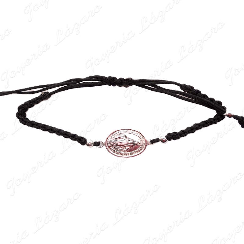 PULSERA PLATA MACRAME VIRGEN DE LOS MILAGROS                                                        