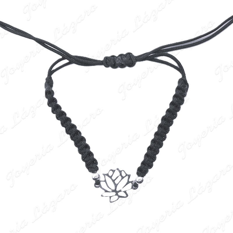 PULSERA PLATA MACRAME FLOR DE LOTO                                                                  