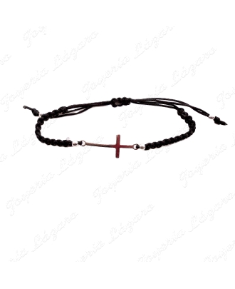 PULSERA PLATA MACRAME CON CRUZ LISA                                                                 