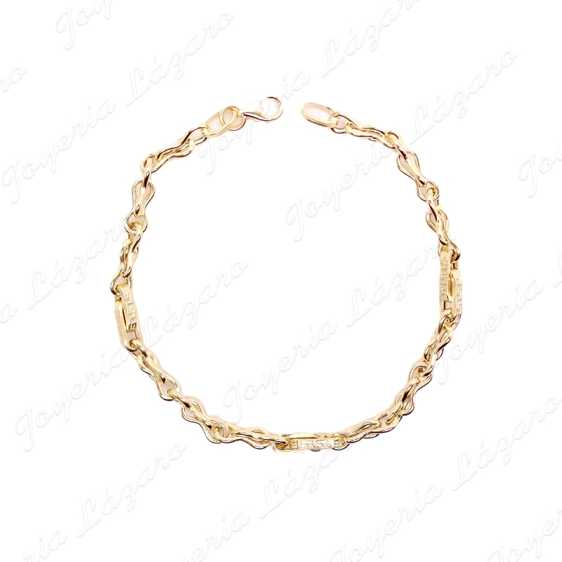 PULSERA ORO 18 KTS ESLAB OCHOS ENLAZADOS+3 DE GRECAS                                                