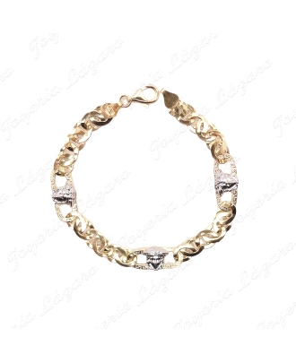 PULSERA ORO 18 KTS BICOLORESLAB. CRUZADOS 3 CARAS MEDUSA                                            