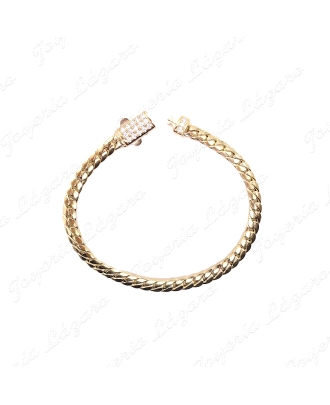 PULSERA ORO 18 KTS CUBANA 5MM CIERRE CAJA CIRCONITAS                                                