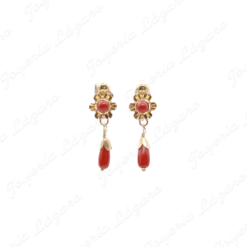 PEND. CORAL/SIMIL ORO 18 KTS 20MM ARQUILLO+CHUPON C. CAT.                                           