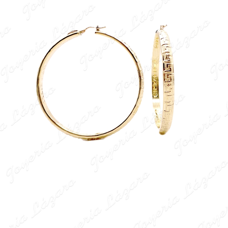 PEND. AROS ORO 18 KTS GRAZZIELA 1/2CAÑA 3X58MM INT, 6MM ANCHO GRECA                                 